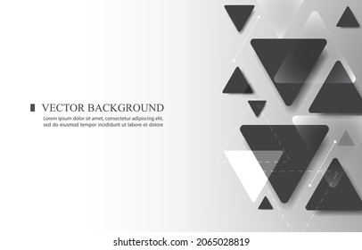 Geometric vector triangles shape modern white background.