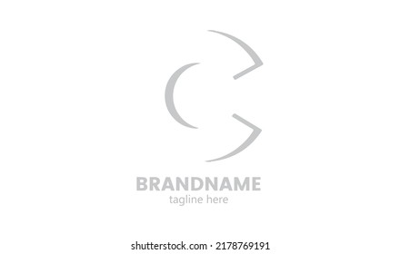 Geometric Vector Typography Element Letter C. C letter Element Shadow Logo.