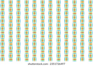 Geometric of vertical pattern vector. Design mosaic stripe blue, red, yellow on white background. Design print for illustration, textile, texture, wallpaper, carpet, background. Set 6