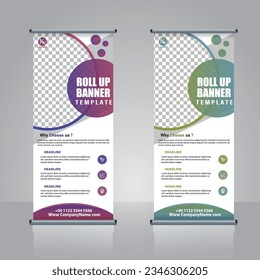 Geometric Vertical roll up, pull up, x banner template billboard, banner stand or flag design layout. modern abstract design.