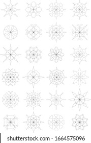 Geometric vetor shapes, linear art stars 