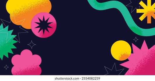 Geometric vibrant color background. Abstract shape with texture banner.