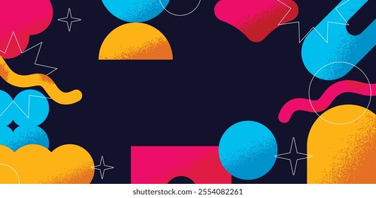 Geometric vibrant color background. Abstract shape with texture banner.