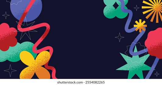 Geometric vibrant color background. Abstract shape with texture banner.