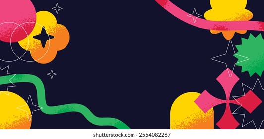 Geometric vibrant color background. Abstract shape with texture banner.
