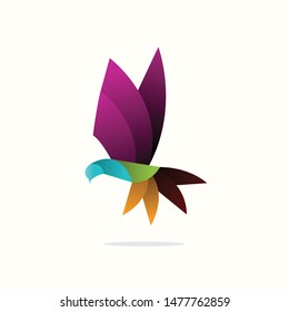 geometric vibrant, colorful dove logo design, icon, vector, template, whitebackground