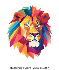 Geometric vibrant lion icon isolated illustration