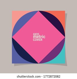 geometric vintage cover and multicolored frame design, shape and figure theme Vector illustration