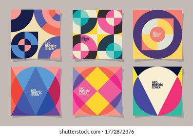 geometric vintage cover and multicolored frames set design, shape and figure theme Vector illustration