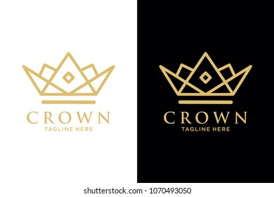 Geometric Vintage Creative Crown abstract Logo design vector template. Vintage Crown Logo Royal King Queen concept symbol Logotype concept icon.