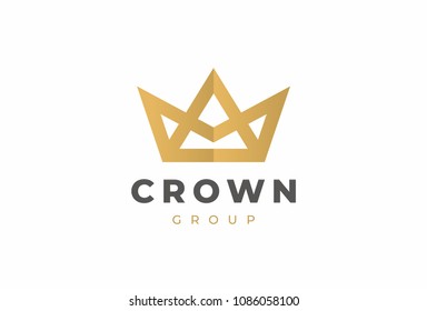 Geometric Vintage Creative Crown abstract Logo design vector template. Vintage Crown Logo Royal King Queen concept symbol Logotype concept icon. 
