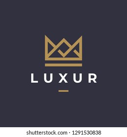 Geometric Vintage Creative Crown abstract Logo design vector template. Vintage Crown Logo Royal King Queen concept symbol Logotype concept icon.