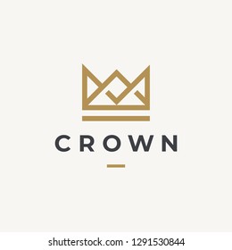 Geometric Vintage Creative Crown abstract Logo design vector template. Vintage Crown Logo Royal King Queen concept symbol Logotype concept icon.