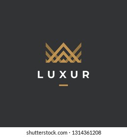 Geometric Vintage Creative Crown abstract Logo design vector template. Vintage Crown Logo Royal King Queen concept symbol Logotype concept icon. 