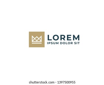 Geometric Vintage Creative Crown abstract Logo design vector template. Vintage Crown Logo Royal King Queen concept symbol Logotype concept icon.