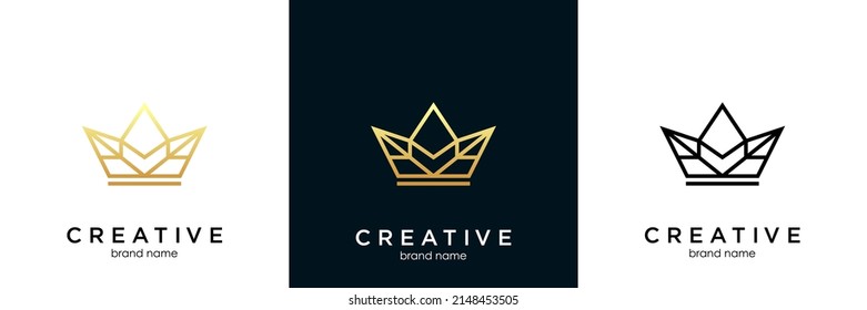 Geometric Vintage Creative Crown abstract Logo design vector template. Vintage Crown Logo Royal King Queen concept symbol Logotype concept icon.