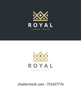 Geometric Vintage Creative Crown abstract Logo design vector template. Vintage Crown Logo Royal King Queen concept symbol Logotype concept icon.