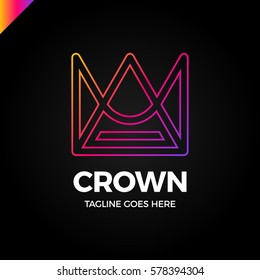 Geometric Vintage Crown abstract Logo design vector template.