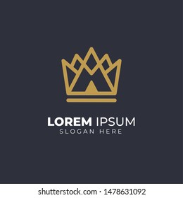 Geometric vintage crown icon logo design vector template.