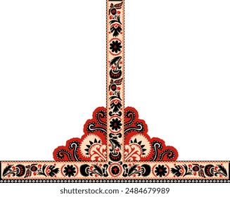 GEOMETRIC VINTAGE EMBROIDERY ORNAMENT PAISLEY FLOWER VECTOR ILLUSTRATION