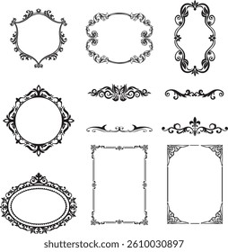 Geometric vintage line art deco minimalis frame collection. Vintage gold printable invitation template.