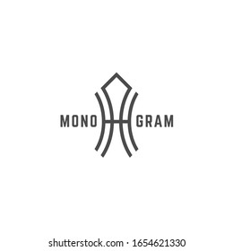 Geometric vintage monogram letters H and A design template. Vector illustration.