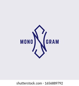 Geometric vintage monogram letters N and S design template. Vector illustration.