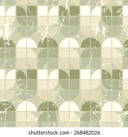 Geometric vintage seamless pattern with aged grunge texture, vector background.
