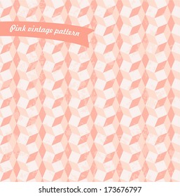 Geometric vintage seamless pattern in pastel pink colors