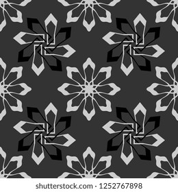 Geometric vintage seamless pattern vector illustration with monochrome colors. Black and white background geometrical abstract for wall wrapping and fashion textile print.