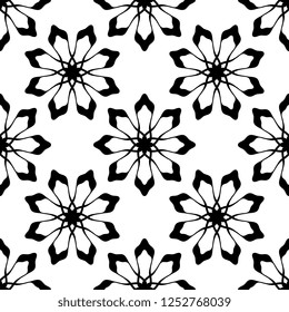 Geometric vintage seamless pattern vector illustration with monochrome colors. Black and white background geometrical abstract for wall wrapping and fashion textile print.