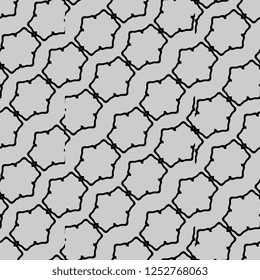 Geometric vintage seamless pattern vector illustration with monochrome colors. Black and white background geometrical abstract for wall wrapping and fashion textile print.