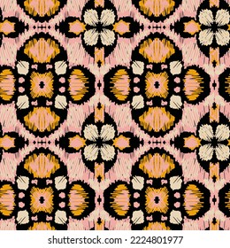 Geometric vintage style 70s pattern. Embroidery seamless pattern.