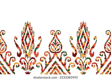 Geometric vintage texture vector art design. Textile fashion lines ikat seamless pattern and batik fabric"This content was created using vector drawing tools and software not by AI"