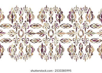 Geometric vintage texture vector art design. Textile fashion lines ikat seamless pattern and batik fabric"This content was created using vector drawing tools and software not by AI"