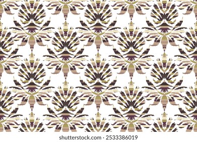 Projeto de arte vetorial de textura vintage geométrica. Têxtil moda linhas ikat padrão sem costura e tecido batik "Este conteúdo foi criado usando ferramentas de desenho vetorial e software não por AI"