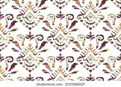 Geometric vintage texture vector art design. Textile fashion lines ikat seamless pattern and batik fabric"This content was created using vector drawing tools and software not by AI"