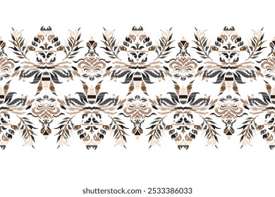 Diseño geométrico de Arte vectorial de textura vintage. Líneas de moda textil ikat patrón sin fisuras y tela de batik "Este contenido fue creado utilizando herramientas de dibujo de Vector y software no por AI"