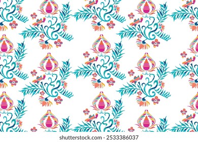 Geometric vintage texture vector art design. Textile fashion lines ikat seamless pattern and batik fabric"This content was created using vector drawing tools and software not by AI"