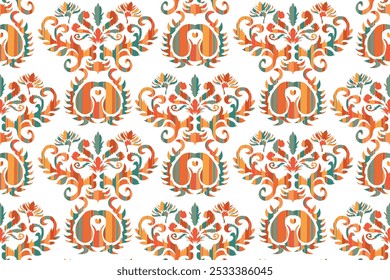 Geometric vintage texture vector art design. Textile fashion lines ikat seamless pattern and batik fabric"This content was created using vector drawing tools and software not by AI"
