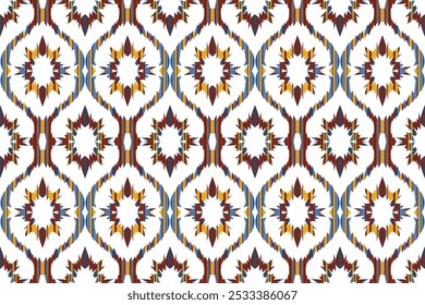 Diseño geométrico de Arte vectorial de textura vintage. Líneas de moda textil ikat patrón sin fisuras y tela de batik "Este contenido fue creado utilizando herramientas de dibujo de Vector y software no por AI"