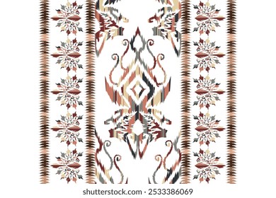 Geometric vintage texture vector art design. Textile fashion lines ikat seamless pattern and batik fabric"This content was created using vector drawing tools and software not by AI"