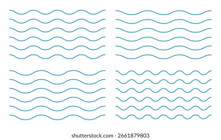 Geometric vintage Zigzag Waves Lines patterns set collections. Border Doodle design illustration.