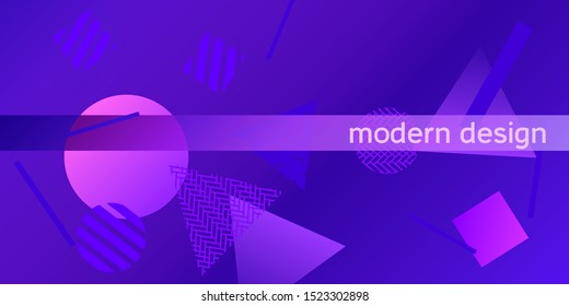 Geometric Violet abstract background with trendy isometric shapes. Minimal universal banner templates in memphis style. Minimalistic Violet background design with dynamic shapes. Vector illustration.