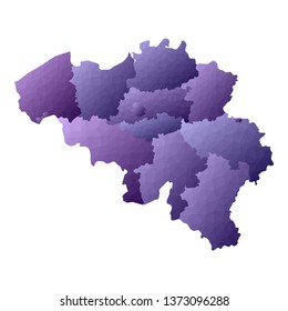 Geometric violet outline map of Belgium, vector illustration.