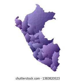 Geometric violet outline map of Peru, vector illustration.