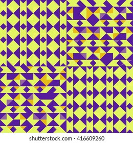 geometric violet, yellow, orange triangles abstract background pattern in vector
