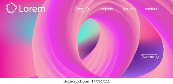 Geometric Vivid Gradient Wallpaper. Landing Page, Pink, Purple Background. Neon Color Website Template. 3d Fluid Lucid Vector Background. Dynamic Motion Trendy Wave. Funky Liquid Flow Banner.