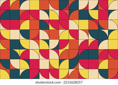 Geometric vivid semicircles mosaic abstract background