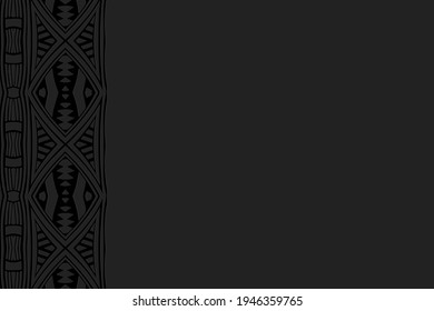 Geometric volumetric convex black background. Ethnic African, Mexican, Native American style. 3D embossed texture from fashionable ornament for presentations, websites. Vertical insert.